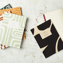 Load image into Gallery viewer, INK & BLOOM A5 RULED NOTEBOOK IN ABSTRACT BLACK & CREAM