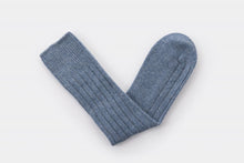 Load image into Gallery viewer, PAIRS DENIM BLUE LAMBSWOOL BED SOCKS
