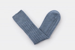 PAIRS DENIM BLUE LAMBSWOOL BED SOCKS