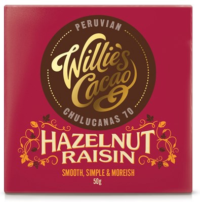 WILLIE'S HAZELNUT RAISIN CHOCOLATE BAR