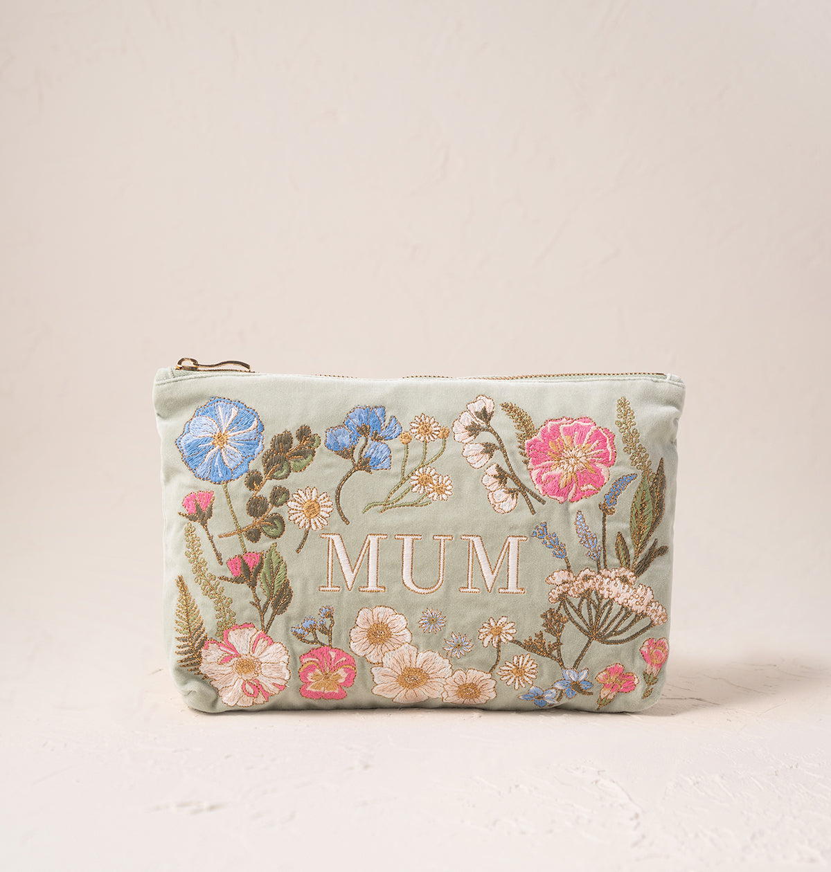 ELIZABETH SCARLETT MUM PRESSED FLOWERS VELVET EVERYDAY POUCH