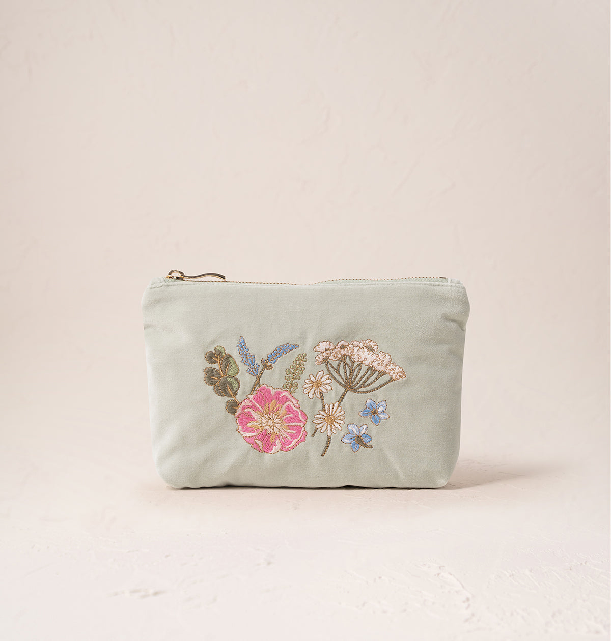 ELIZABETH SCARLETT PRESSED FLOWER VELVET MINI POUCH