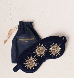 ELIZABETH SCARLETT SUN GODDESS NAVY VELVET EYE MASK