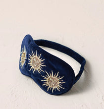 Load image into Gallery viewer, ELIZABETH SCARLETT SUN GODDESS NAVY VELVET EYE MASK
