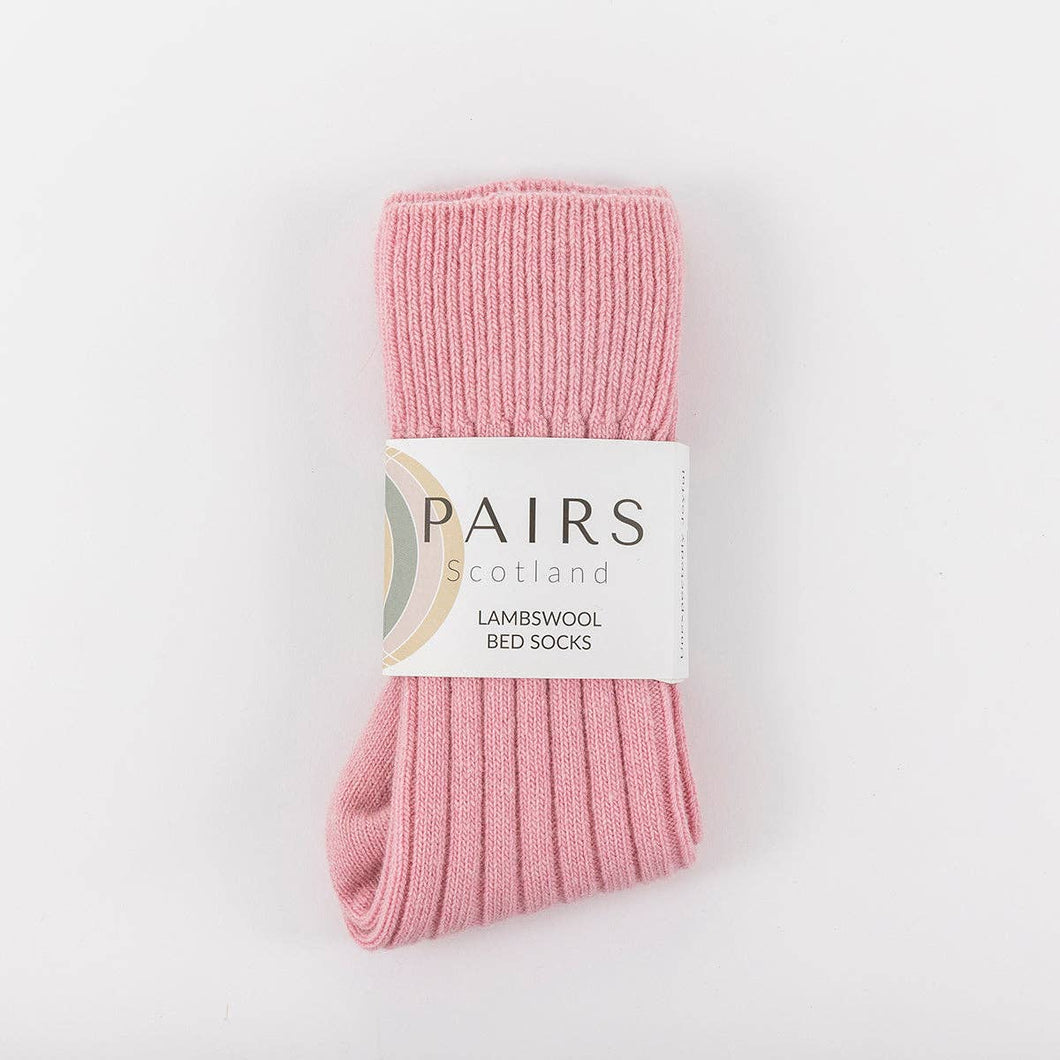 PAIRS PINK LAMBSWOOL BED SOCKS