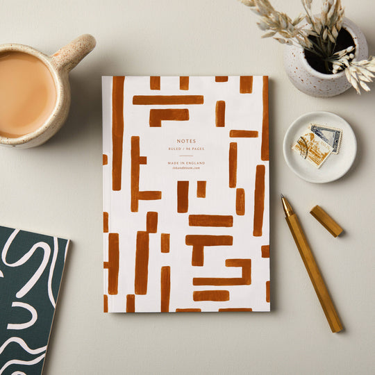 INK & BLOOM - A5 RULED NOTEBOOK IN ABSTRACT TAN