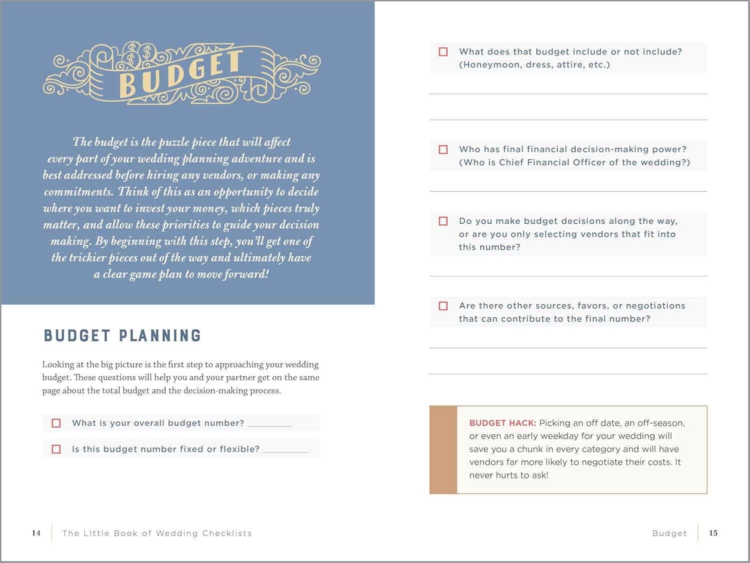 THE LITTLE BOOK OF WEDDING CHECKLISTS