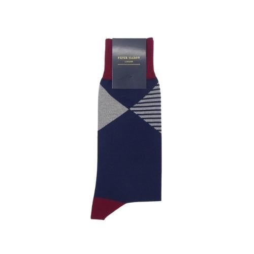 PEPER HAROW DIAMOND MENS SOCKS - NAVY
