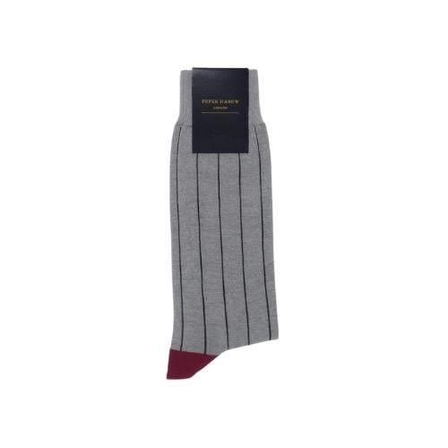PEPER HAROW PINSTRIPED MENS SOCKS - GREY