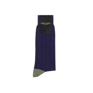 PEPER HAROW PINSTRIPED MENS SOCKS - NAVY