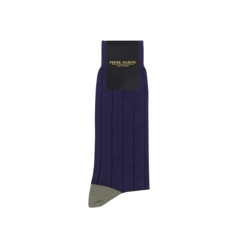 PEPER HAROW PINSTRIPED MENS SOCKS - NAVY