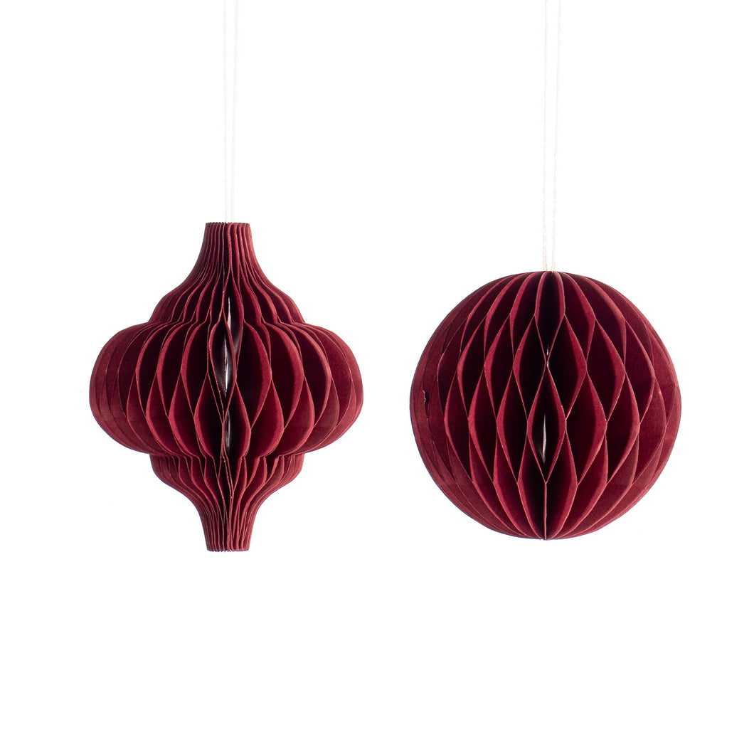 DEEP RED PAPER HONEYCOMB DECORATION