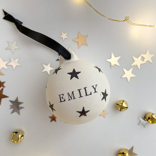 PERSONALISED STAR CERAMIC BAUBLE
